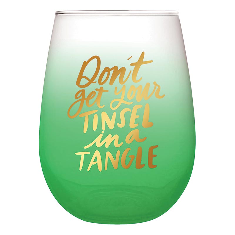 Don't Get Your Tinsel in a Tangle Stemless Wine Glass