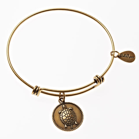 Turtle Expandable Gold Bangle Charm Bracelet