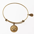Four Leaf Clover Gold Expandable Bangle Charm Bracelet
