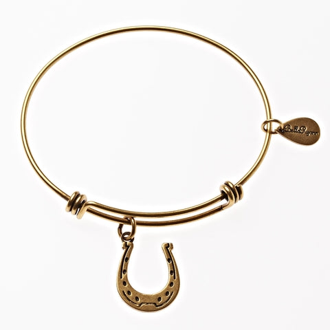 Horseshoe Expandable Gold Bangle Charm Bracelet
