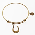 Horseshoe Gold Expandable Bangle Charm Bracelet