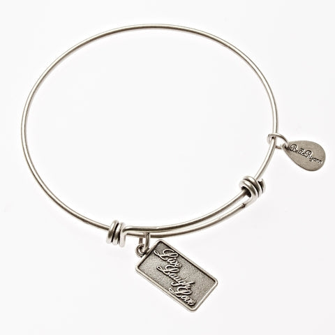 Live Laugh Love Expandable Silver Bangle Charm Bracelet