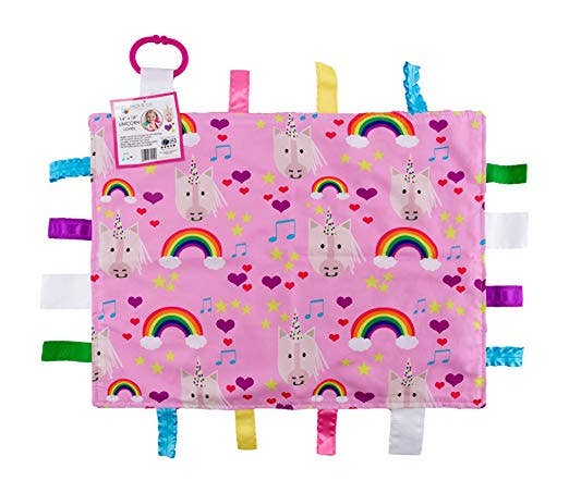 Unicorn Rainbow Hearts Taggy Blanket