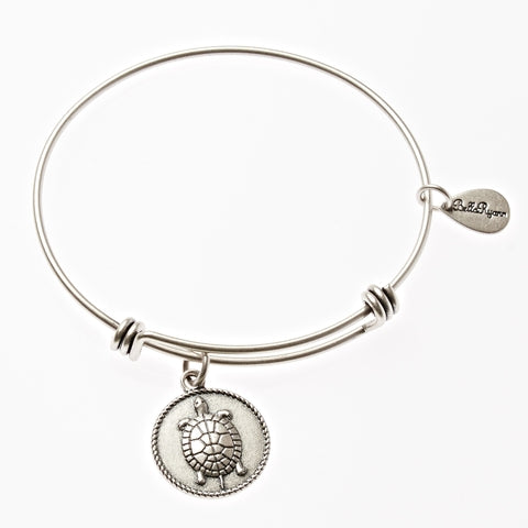Turtle Silver Expandable Bangle Charm Bracelet
