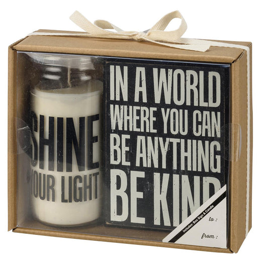 In A World Where You Can Be Anything Candle/Box Sign Set