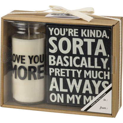 Love You More Box Sign Candle Set Primitives by Kathy