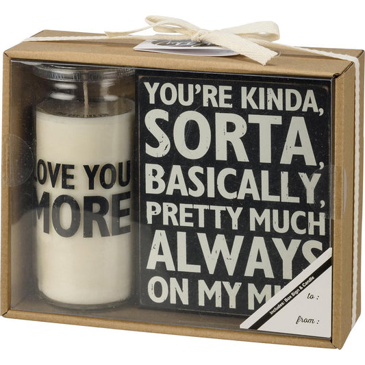 Love You More Box Sign Candle Set Primitives by Kathy