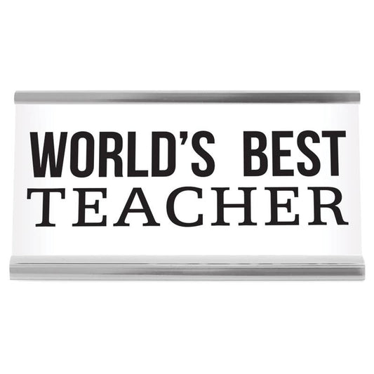 World's Best Teacher White Desk Sign