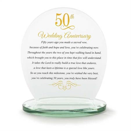 50th Wedding Anniversary Glass Plaque