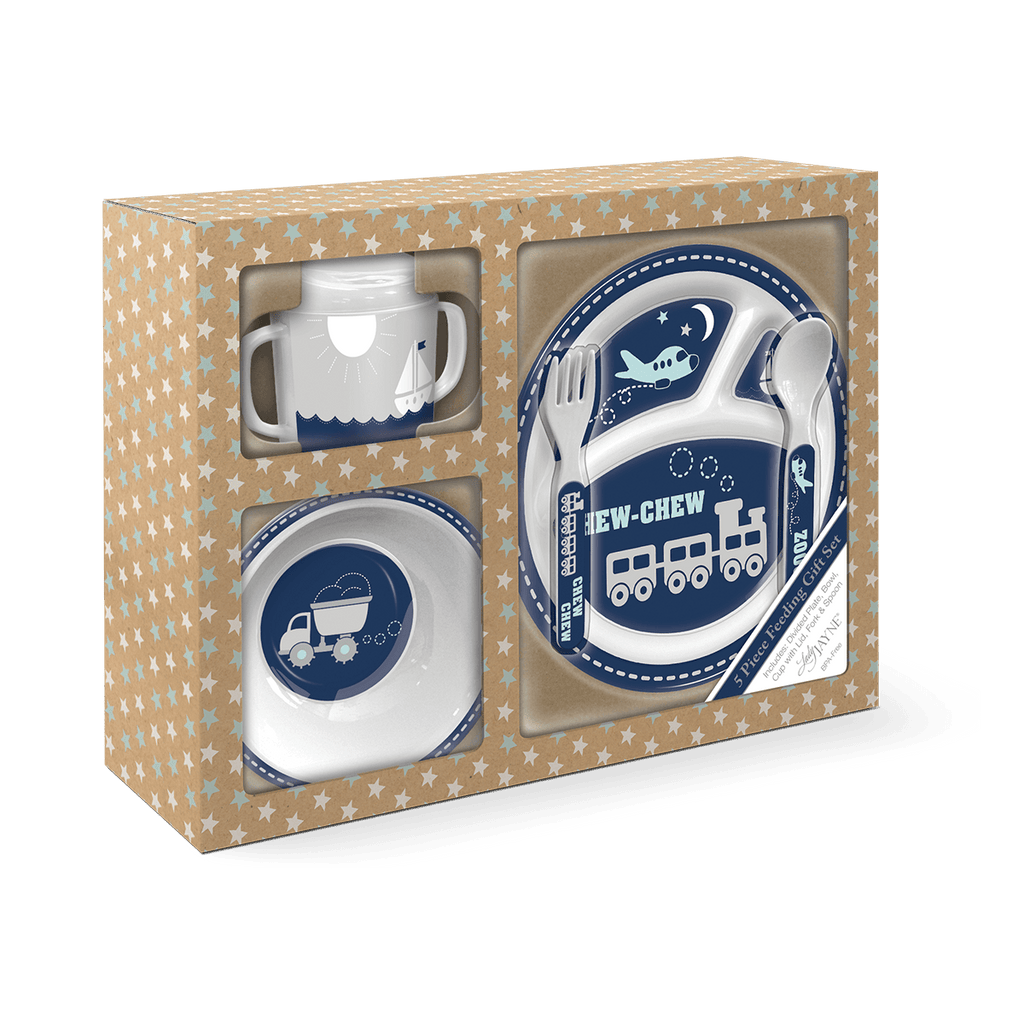 Lady Jayne "Chew Chew" Train and Plane Baby Feeding Gift Set