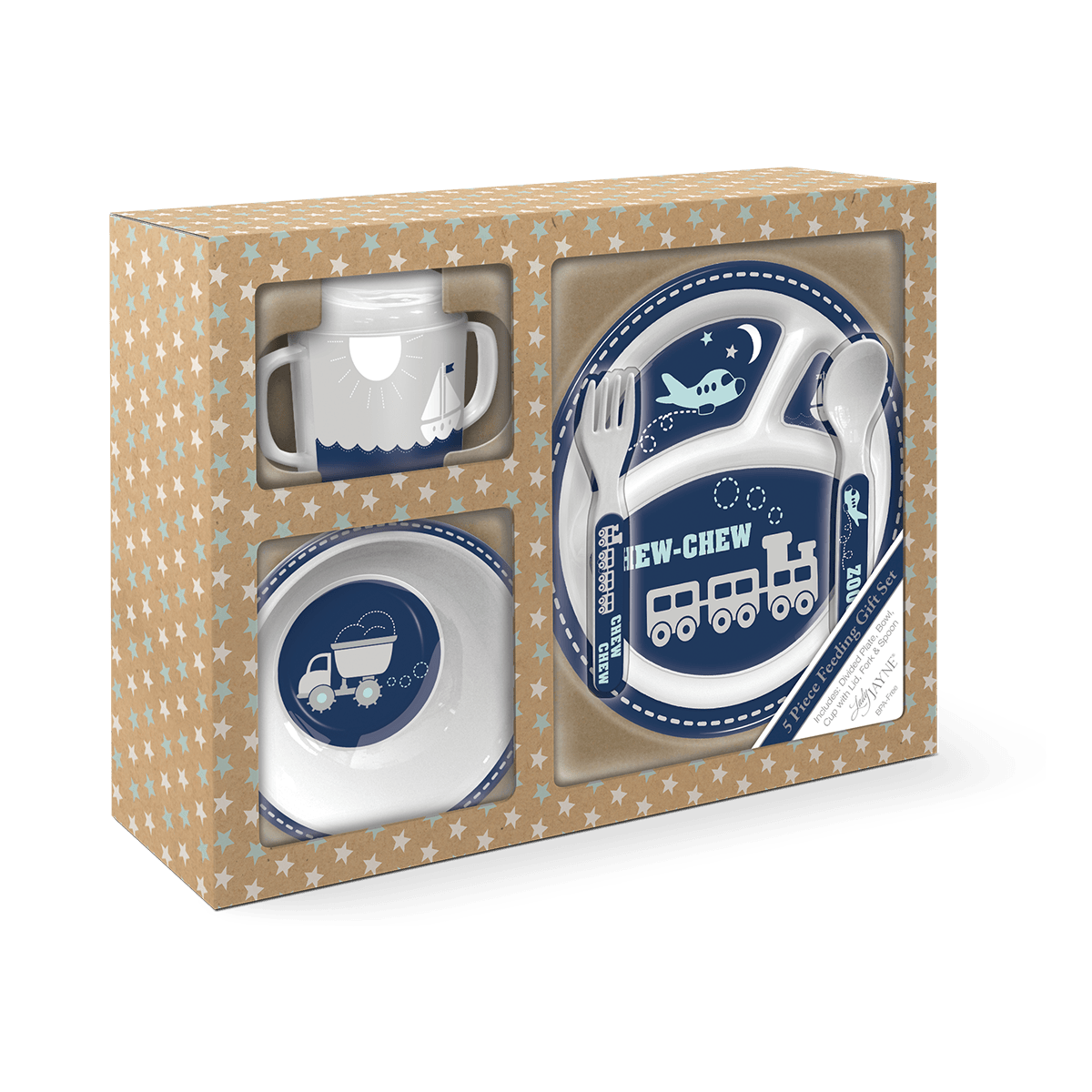 Lady Jayne "Chew Chew" Train and Plane Baby Feeding Gift Set