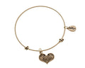 Mom Heart Gold Expandable Bangle Charm Bracelet
