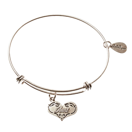 Aunt Silver Expandable Bangle Charm Bracelet