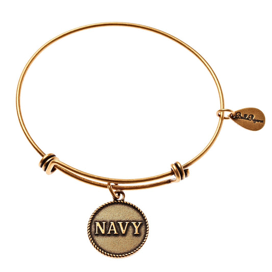 Navy Expandable Gold Bangle Charm Bracelet