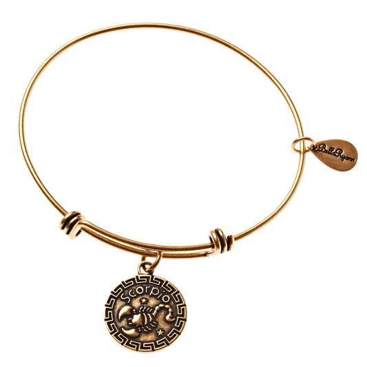 Scorpio Zodiac Expandable Gold Bangle Charm Bracelet