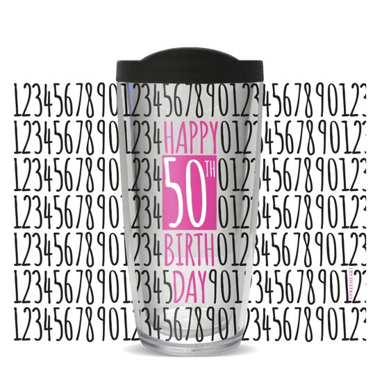 50th Birthday Tumbler with Black Lid