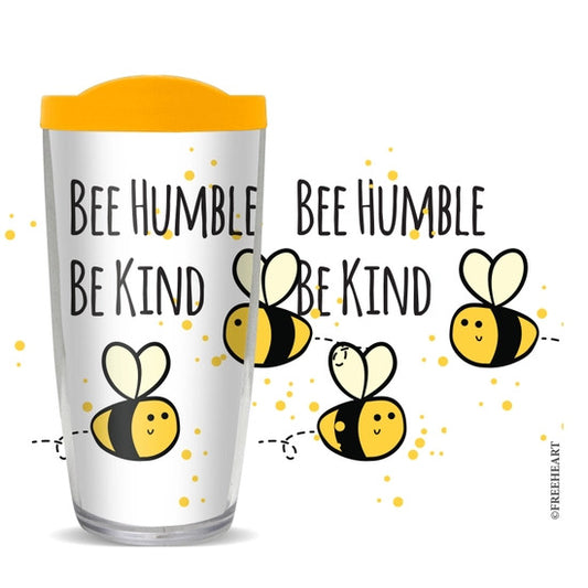 Bee Humble Be Kind Tumbler w/ Yellow Lid