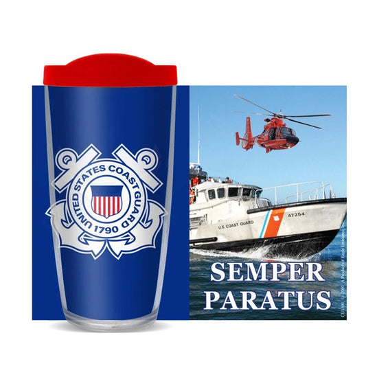 16oz Semper Paratus - US Coast Guard w/ Red Lid