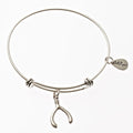 Wishbone Silver Expandable Bangle Charm Bracelet