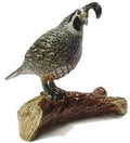 Quail on Branch Mini Figurine