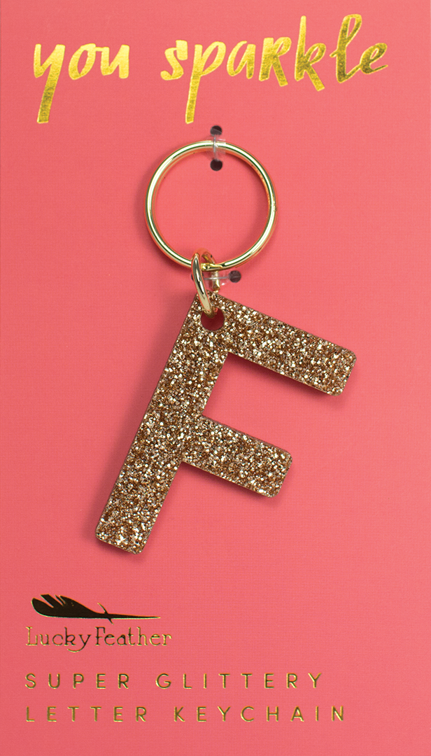 F Glitter Keychain