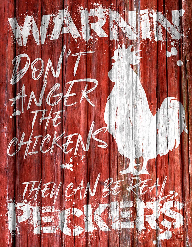 Chicken Warnin' Tin Sign