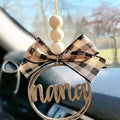 Nana Car Charm Ornament Red Plaid Bow