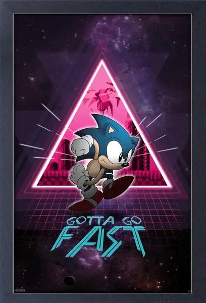 Sonic Neon Space Framed Print Gotta Go Fast