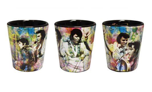 Elvis Presley Shot Glass Colorful Collage