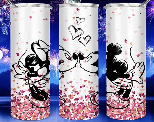Your Custom Sports - 20 oz Stainless Steel Tumbler - Mickey and Minnie Mouse Disney Valentine
