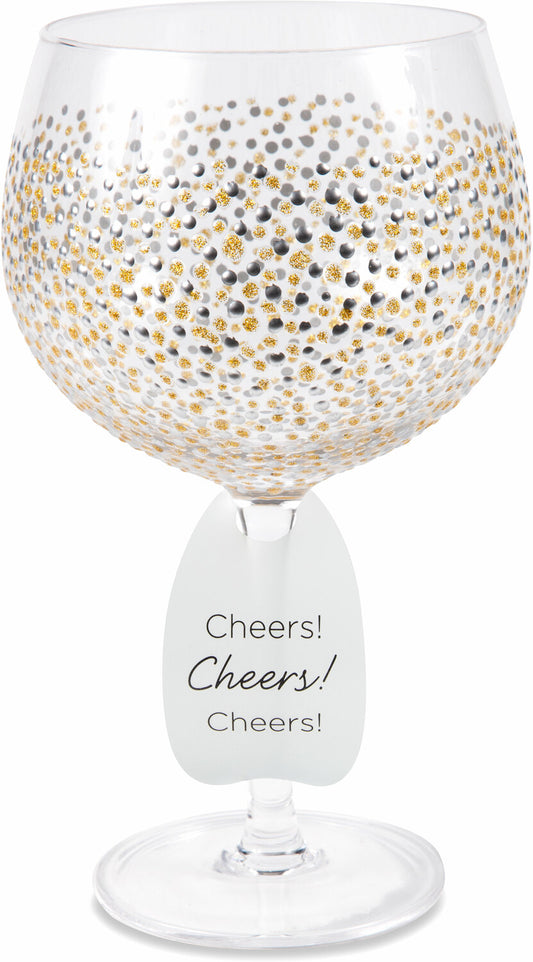 Cheers, Cheers, Cheers Wine Glass