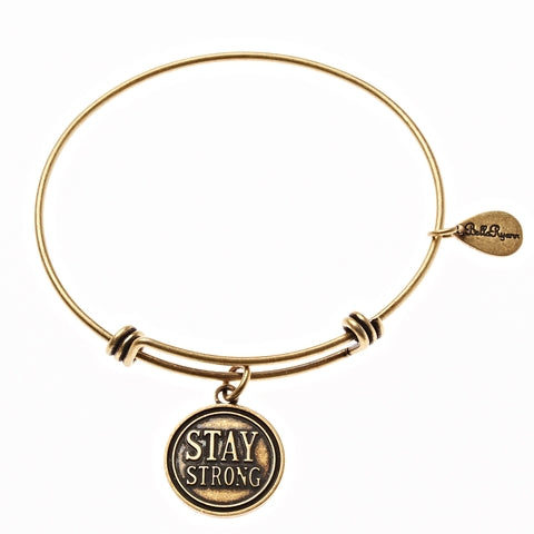 Stay Strong Gold Expandable Bangle Charm Bracelet