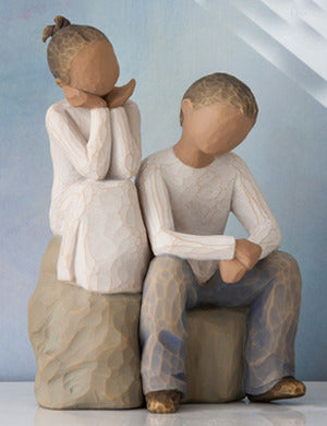 “Brother and Sister” (Darker skin tone and hair color) Willow Tree Figurine