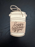 Happy Birthday To You Coffee Cup Wooden Birthday Gift Card Holder