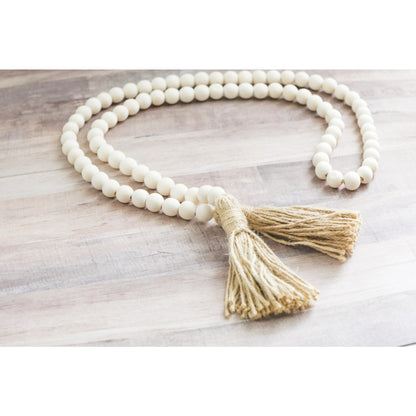 Eco-friendly Natural Wood Bead Garland with Tassels