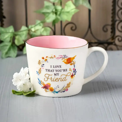 I Love That You Are My Friend White/Pink Ceramic Coffee Mug