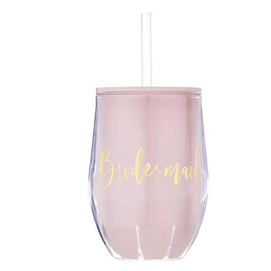 Bridesmaid Acrylic Wine Tumbler with Straw