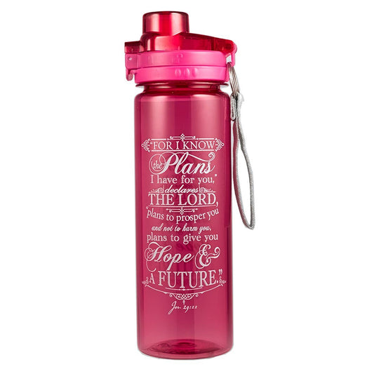 For I Know the Plans Pink Plastic Water Bottle