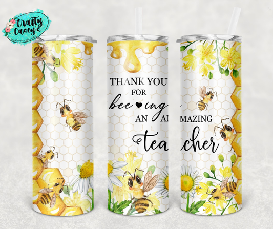 Crafty Casey's - Thank You For Being An Amazing Teacher Honey Bee Tumbler