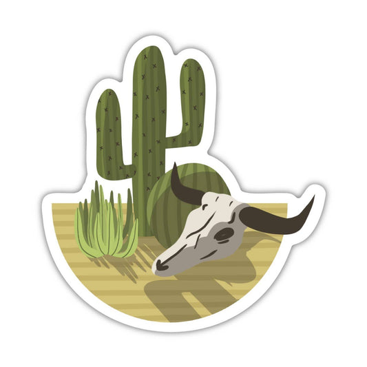 Western Cactus & Cow Skull Sticker