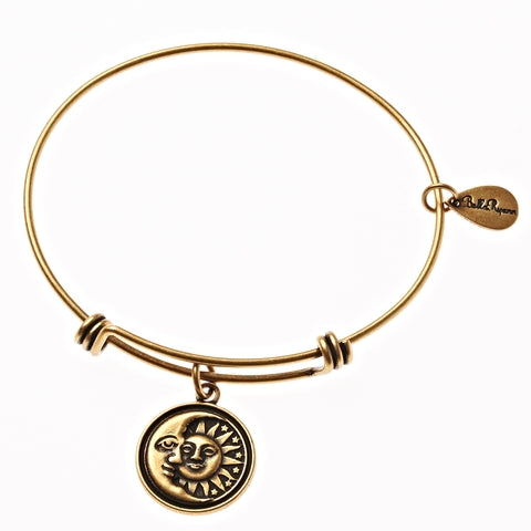 Sun Moon & Stars Gold Expandable Bangle Charm Bracelet