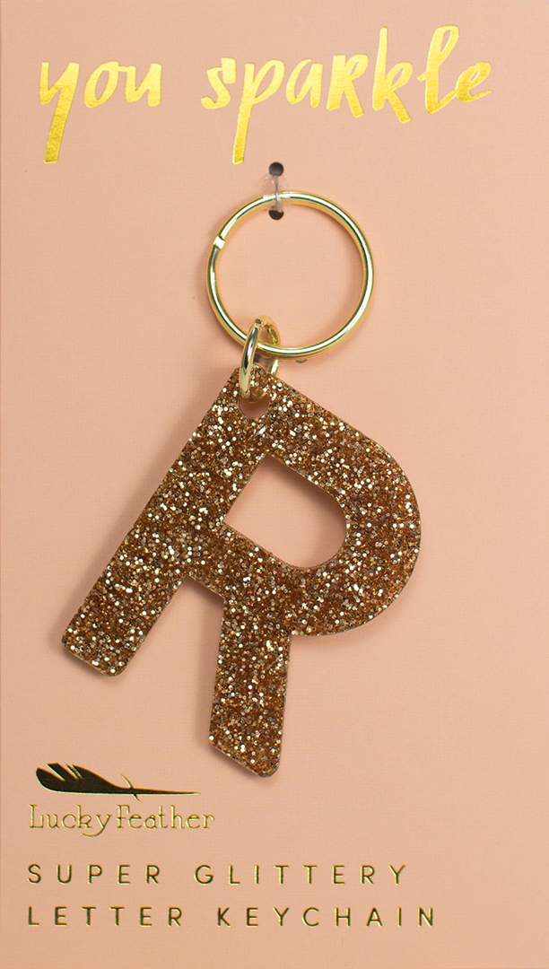 R Glitter Keychain