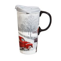 Red Truck Ceramic Travel Coffee Cup
