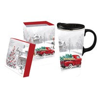 Red Truck Ceramic Travel Coffee Cup