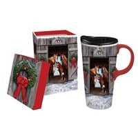 Holiday Horses Ceramic Travel Coffee Cup