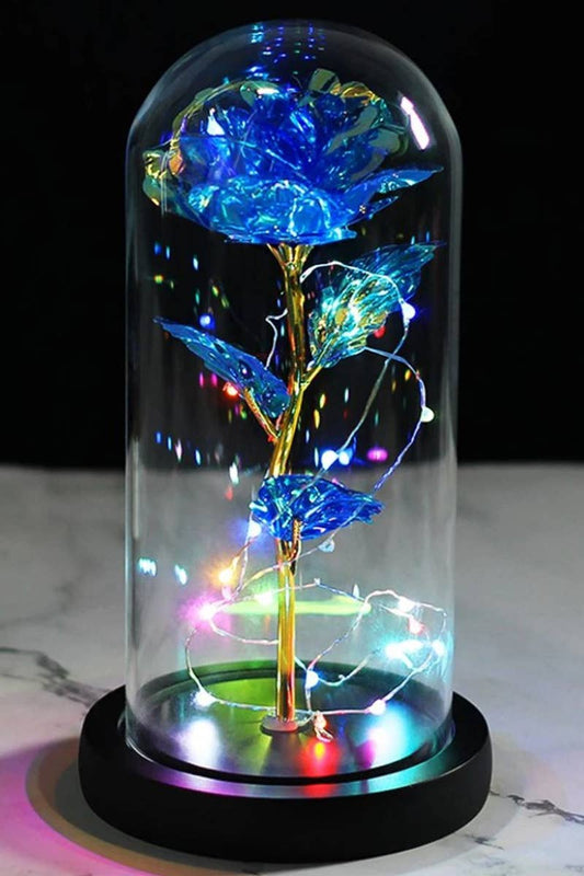 Galaxy Rose Glass Dome LED Blue