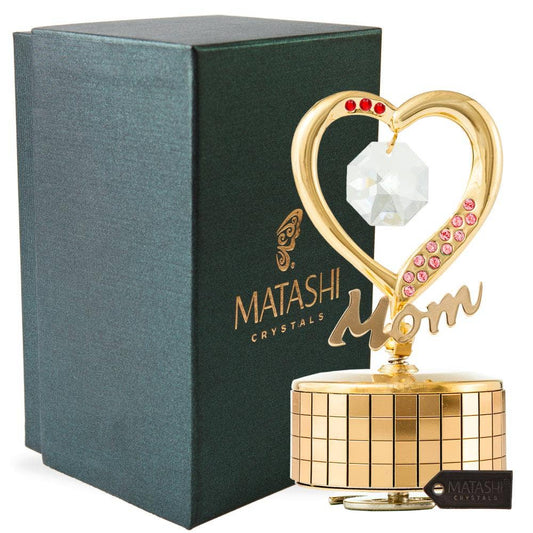 Mom Heart Wind-Up Music Box 24 K Gold Plated