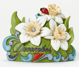 Jim Shore Flower Of The Month December Narcissus Blue Topaz Birthstone Accent