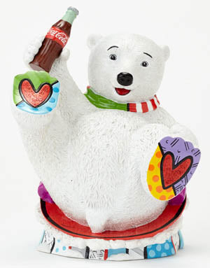 Britto Coca Cola Baby Polar Bear Heart Paws Figurine