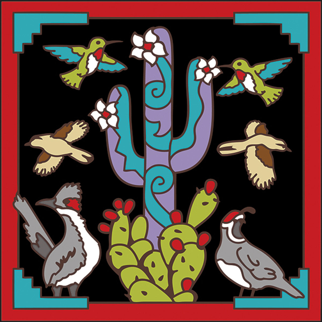 Cactus & Birds Tile